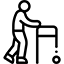 drawing of an elderly person with a walker
